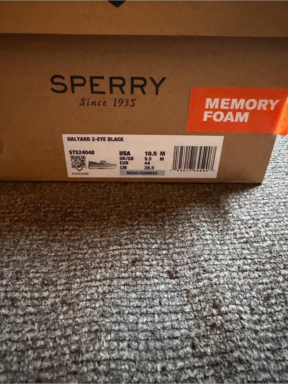 Sperry Halyard 2-Eye Boat Shoes - eye black NIB-Box with Memory Foam Label